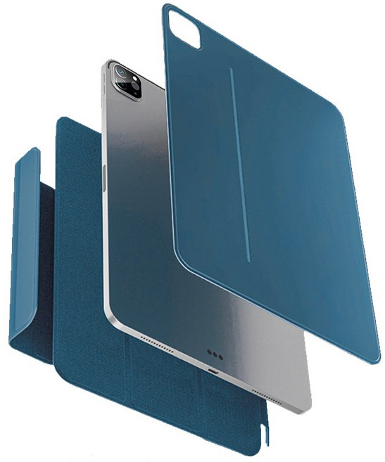 제이런 아이패드 케이스 마그네틱 3단 분리 탈착형 펜슬 수납 케이스, 딥 블루