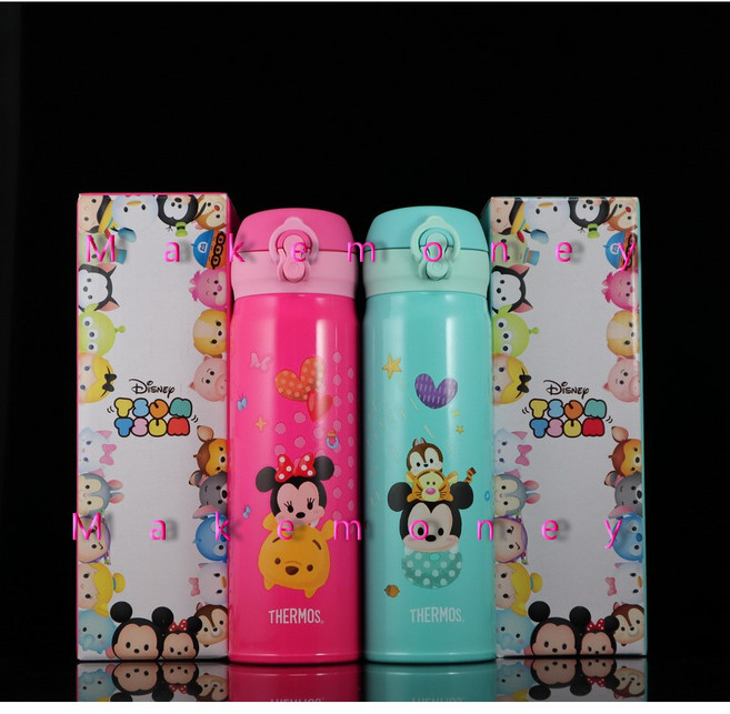 Thermos 膳魔師 Tsum Tsum 不銹鋼真空保溫瓶 500ml 台灣限定, 1個, JNL-500TT-PK