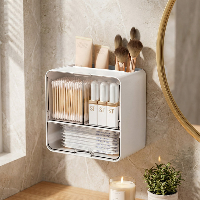 셀릭스 벽걸이형 다용도 수납함 화장대 욕실 책상 정리함, 화이트, 1개