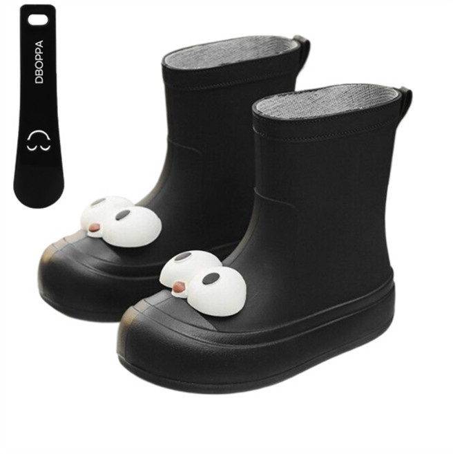 따봉오빠 3cm 여성 귀여운 눈알 레인부츠 미들 장화 장마 작업화 갯벌 미끄럼방지 신발 YY4742
