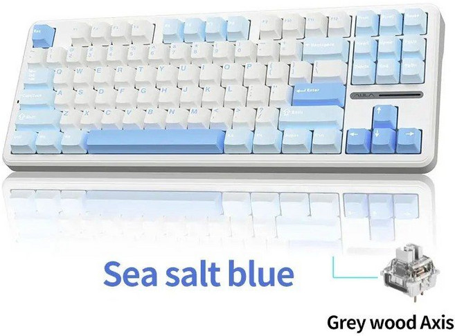 독거미 F87 Pro 무선 기계식 키보드 TKL 맞춤형 핫스왑 PBT 축 2.4Ghz/USB-C/BT RGB, 01 Grey Wood Axis, Sea Salt Blue, 일반형