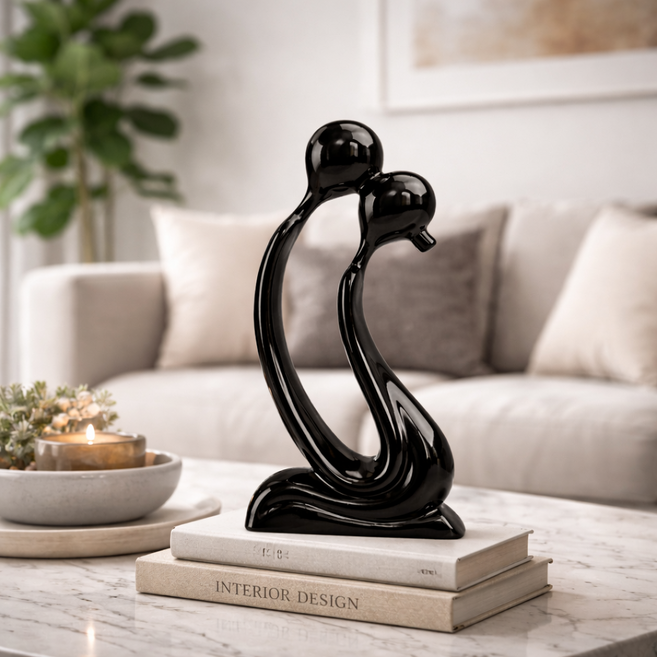 MIROSE 사랑의 커플 조형 오브제 하트 조형물 홈데코 인테리어소품, 블랙