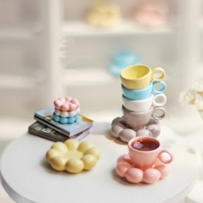 미니어처 파스텔찻잔세트(찻잔+받침) 구체관절인형 주방 소품 파올라레이나 큐베이비 브라이스 육일돌 USD BJD 돌하우스, 라벤더무드