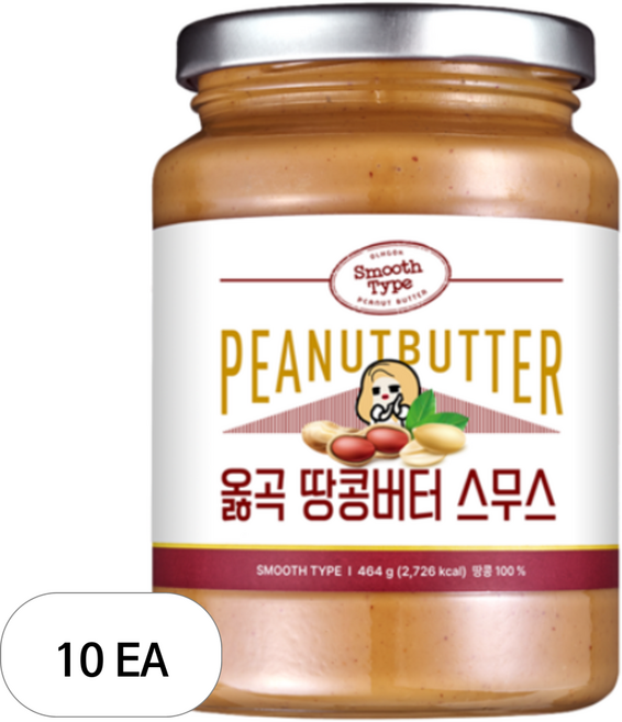 옳곡 국내산 땅콩버터 스무스, 464g, 10개