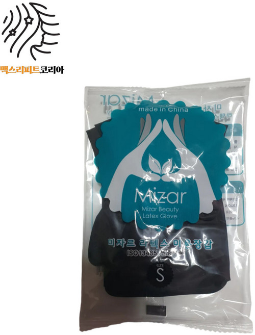 미자르 라텍스 미용장갑 블랙 (대/중/소), 50개, S