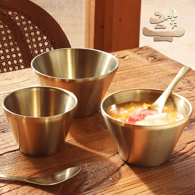 (금빛-티타늄 빙수 그릇) 팥빙수 화채 카페 그릇 용기 아이스크림 컵 식기 세트 스텐 디저트 접시 볼, 1개, 지르코늄 골드