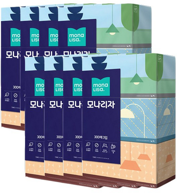 [iandco] 모나리자 각티슈 300매, 8개
