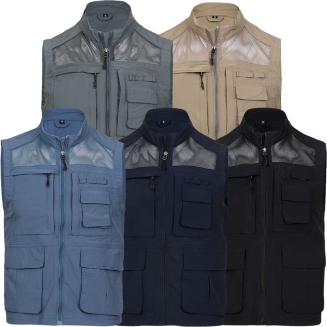 늑대와여우 1+1 남성 여름 망사조끼 작업복조끼 등산조끼 단체 빅사이즈