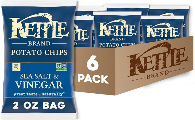 케틀 솔트 앤 비니거 Kettle Brand Potato Chips Salt & Vinegar, 56g, 6개