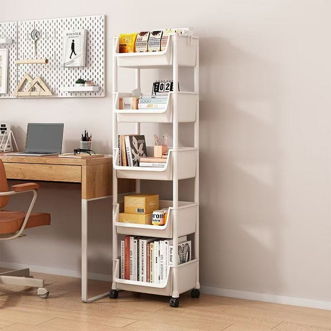 이동식 트레일러 이동식 수납 정리함, 화이트, 5단