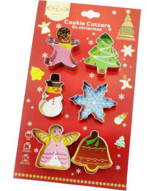 쿠키커터 크리스마스 남자 + 여자 + 눈꽃 + 눈사람 + 종 + 트리 세트, 단일, 2세트