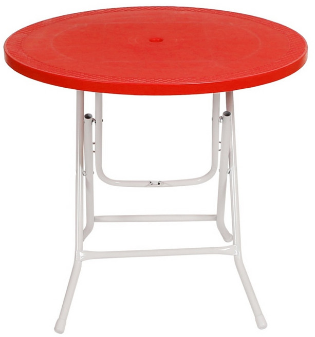 지오리빙 접이식 플라스틱 원형 테이블, 레드
