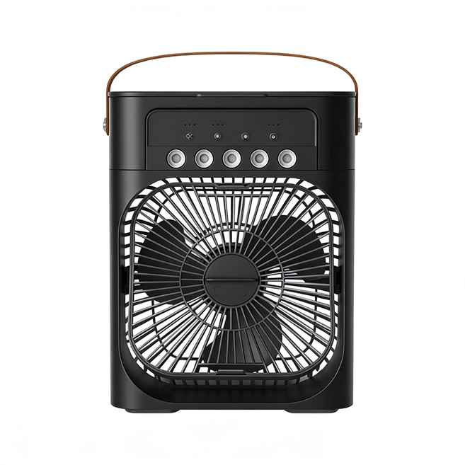 AIVK 冰霧空調扇 冷風扇 水冷扇 USB噴霧風扇 夜燈加濕空調扇, 五孔噴霧風扇-黑色, 桌面風扇