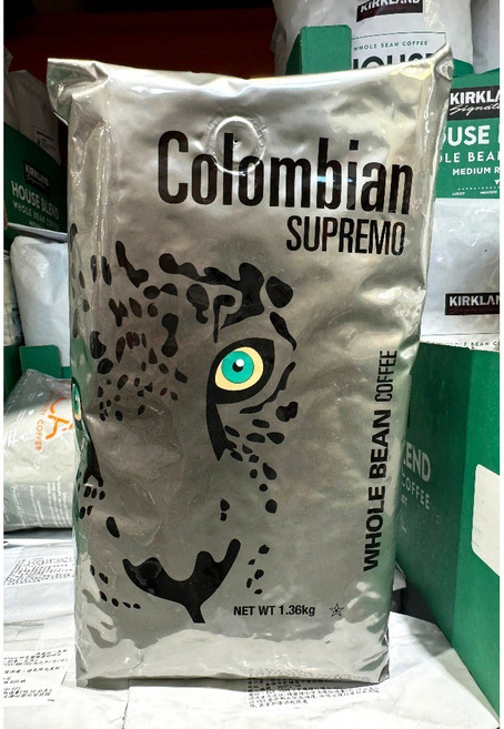 科克蘭 哥倫比亞 Supremo 咖啡豆, 1.36kg, 1個, 全豆咖啡（未研磨）