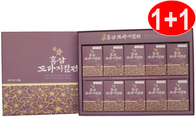 1+1 홍삼도라지절편 국산도라지100%+쇼핑백, 2박스, 200g