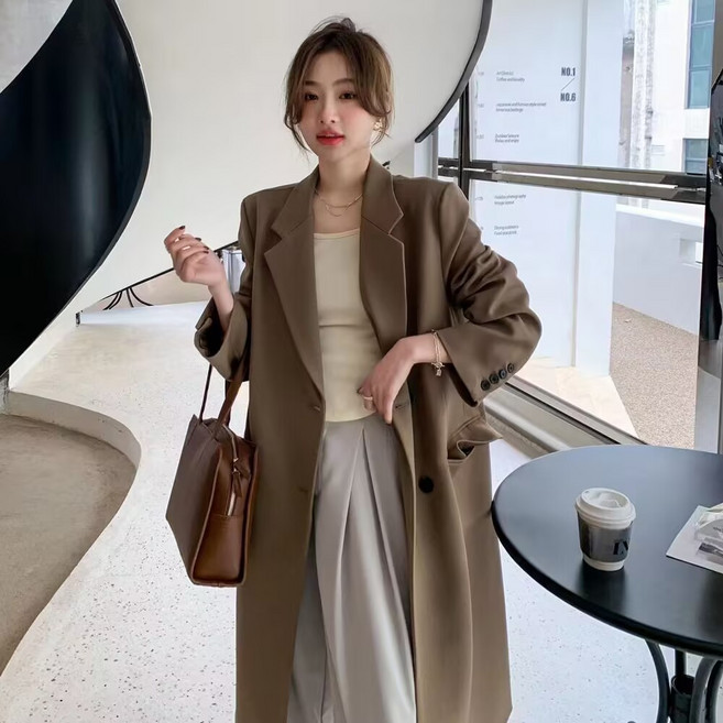 STYLE DR 봄가을 롱기장 정장코트 여성캐주얼정장루즈핏슬림핏정장