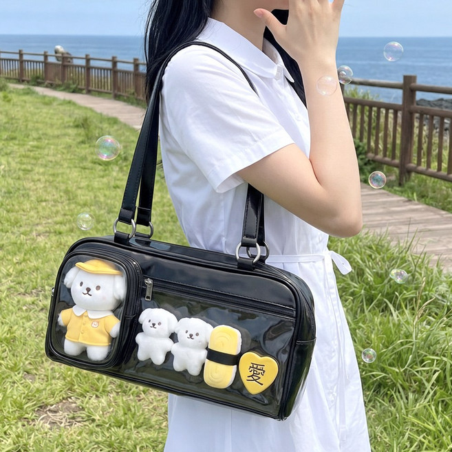 아모란나 이타백 덕질가방 콘서트가방 포토카드 키링 굿즈 가방 꾸미기 더블포켓 보스턴 숄더백