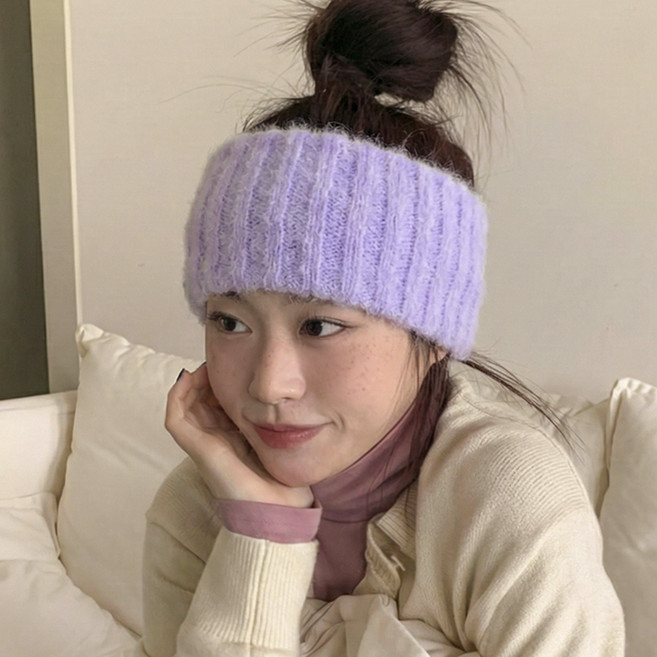 블루씨티 부들 심플 와이드 니트 반다나 헤어밴드