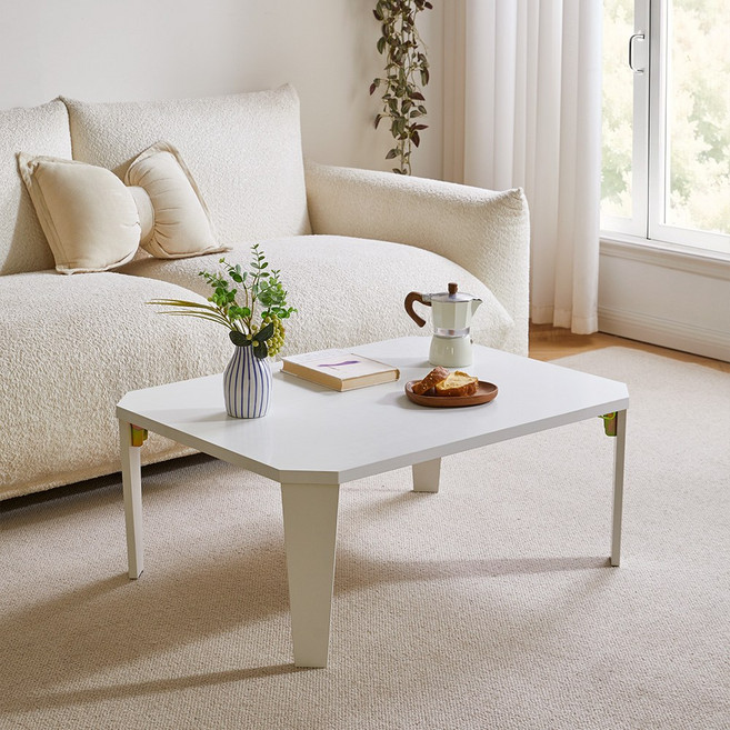 에코소라노 접이식 좌식 테이블 사각형 좌탁 밥상, 화이트HG-5007, 700*450