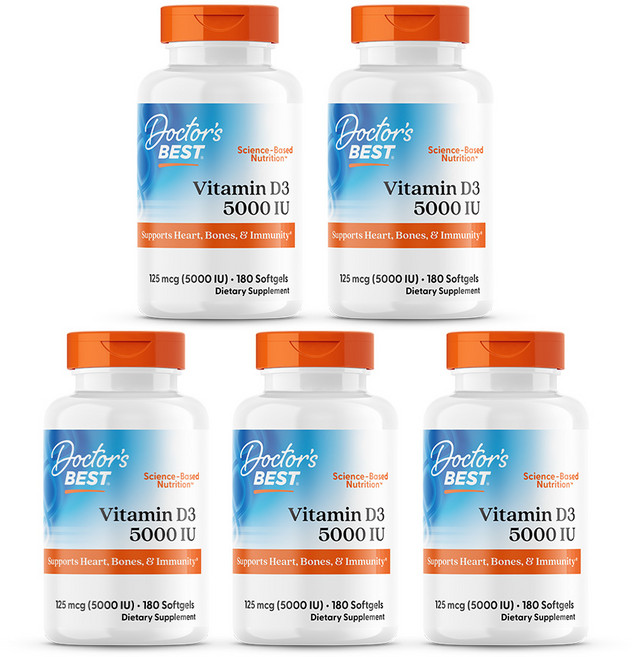 Doctors Best 비타민 D3 5000 IU, 180정, 5개