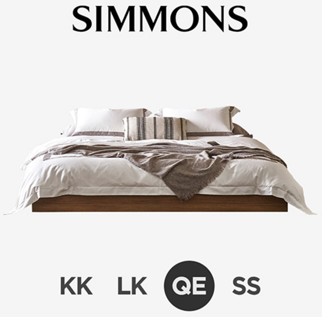 [시몬스] 탠. 스토리지헤드. 뷰티레스트 시트러스. 퀸 침대, 내추럴 오크