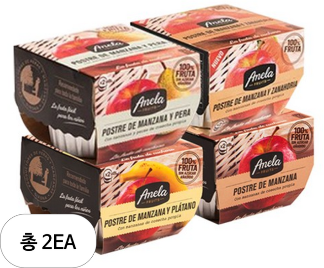 아넬라 생과일 디저트 스타트 A 패키지 100g x 2p x 4종 세트, 사과 + 바나나 + 당근 + 사과배, 2세트