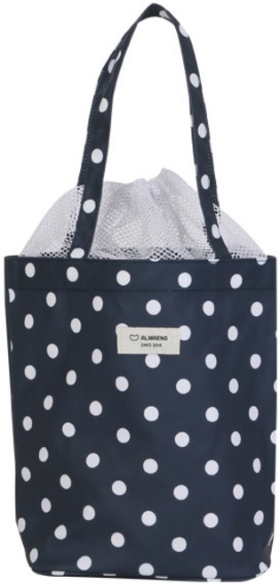 알맹 물빠지는 목욕가방 수영가방 메쉬백 AMCMB15, AMCMB15_네이비도트