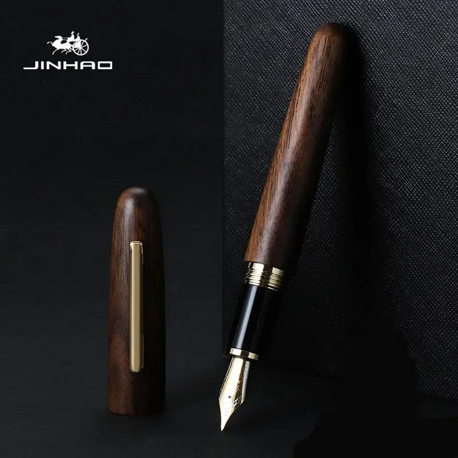 Jinhao 9056 천연 나무 만년필 0.38/0.5/1.0mm 엑스트라 파인 펜촉 럭셔리 우아한 사무실 학교 쓰기 용품, 05 Walnut, 01 F(0.5mm)