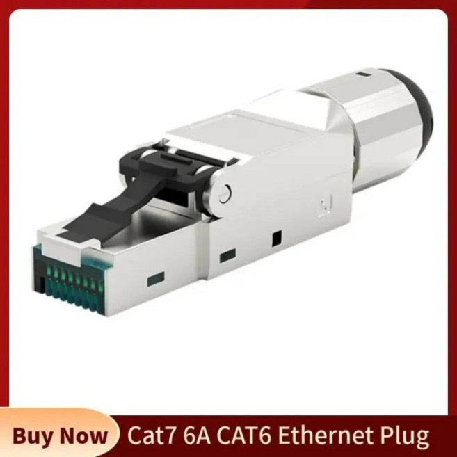 Cat7 6A CAT6 이더넷 플러그 RJ45 커넥터 RJ 45 툴리스 7 터미널 차폐 금속 부트 22AWG 케이블, [02] Silver Cat6a, 1개