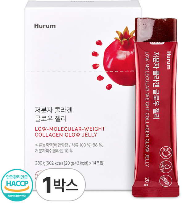 저분자 콜라겐 글로우 젤리 저분자 피쉬콜라겐 펩타이드 식약청인증 HACCP, 14회분, 1박스