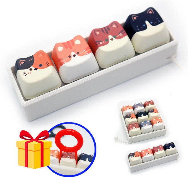 조아조아 키캡 키링, 1개, 고양이 키캡키링 4구