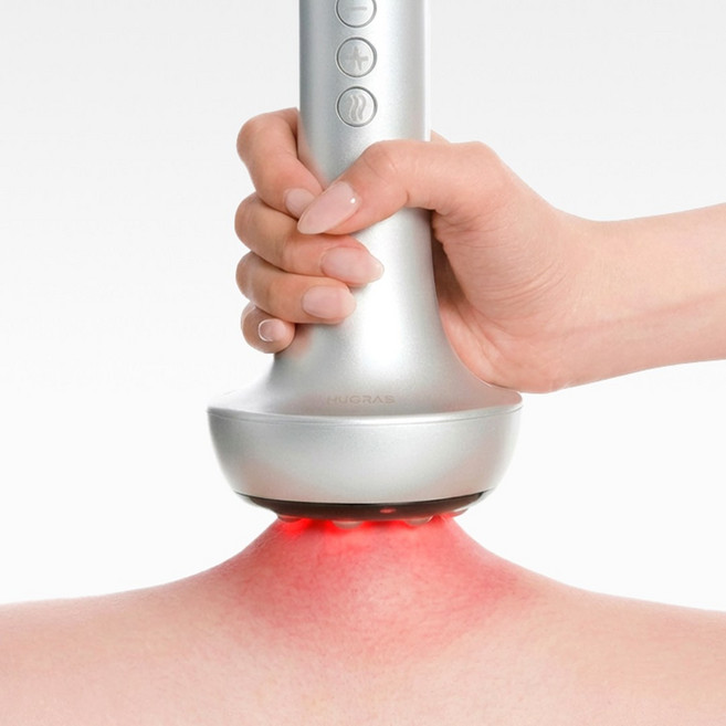 휴그랩 풀톡스 부항 원리 근적외선 온열 저주파 EMS 근막 마사지기, 실버, HU-20