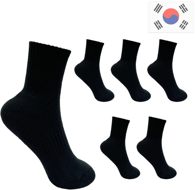 비바슈슈 여성용 스포츠 쿠션 면양말 중목 무지 6켤레