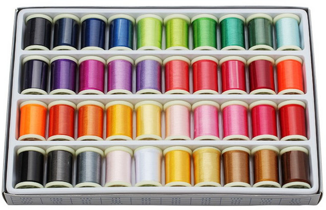 40색 레이온자수사세트 자수미싱 재봉실, 1개, 혼합색상