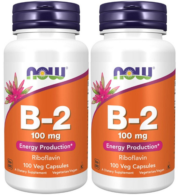 NOW Foods 維他命B2核黃素膠囊, 100顆, 2罐