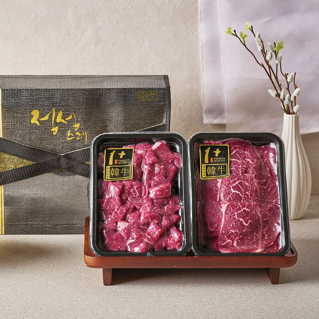 BB미트팜 한우 선물세트 정육 2구 1+ 암소한우 600g, 1개