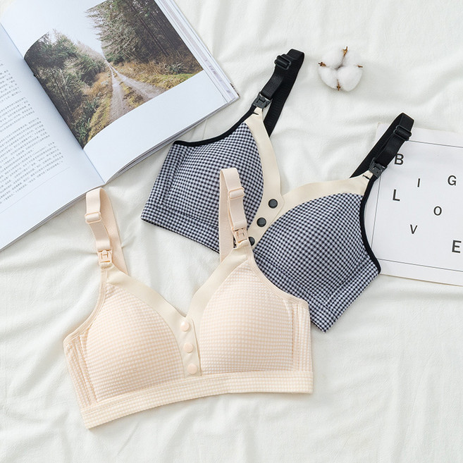 디한스 임산부 착용이편한 노와이어 단추형 수유브라