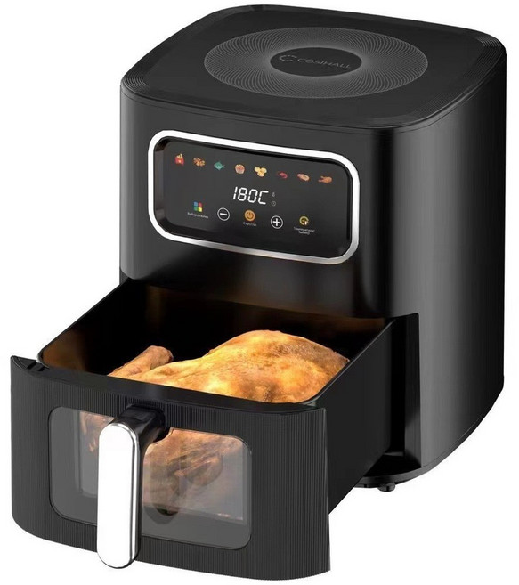 COSINAIL 氣炸鍋 大容量 家用 無油 低脂 健康, 10L 黑色, 美規110V