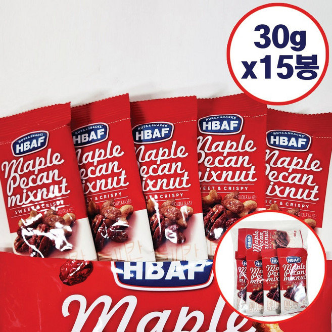 바프 메이플 피칸 믹스넛, 30g, 15개