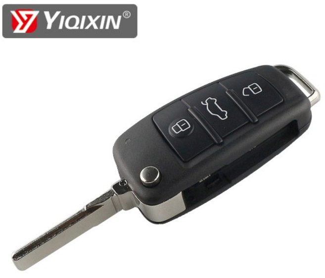 YIQIXIN 교체용 원격 자동차 키 쉘 3 버튼 접이식 케이스 아우디 Q7 TT S5, 한개옵션0, 1개