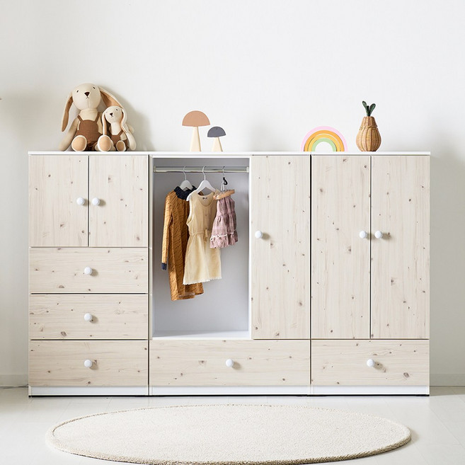 리츠데코 토미 베이비장 세트 A 도어형(일반) 옷장+수납장+3단서랍장 유아동수납장>>옷장, WASH