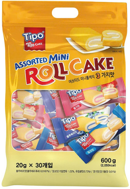 티포 어쏘티드 미니 롤케익 30p, 600g, 1개