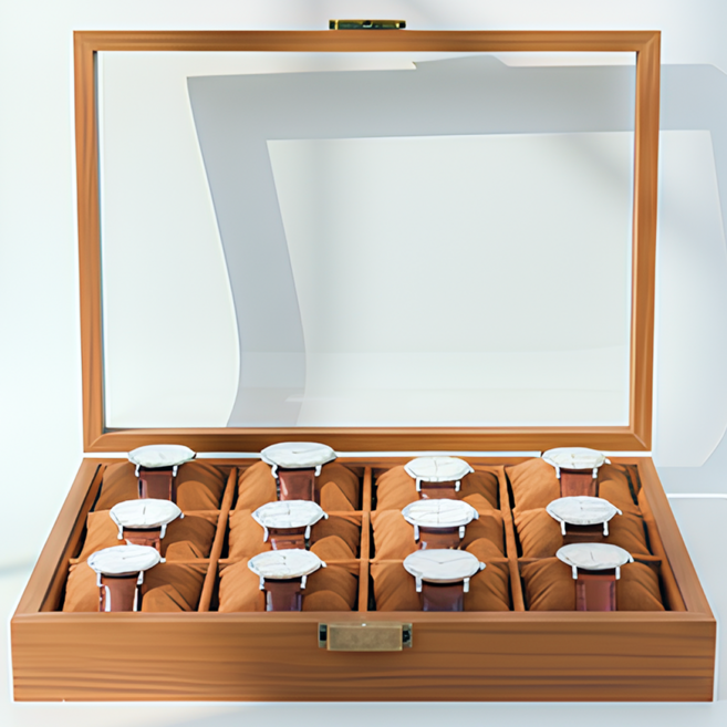 Obhor 시계보관함, 1개, 원목+12구