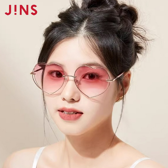진즈 JINS 메탈 하트 프레임 선글라스 여성 자외선차단 LMP24S130 컬러 렌즈