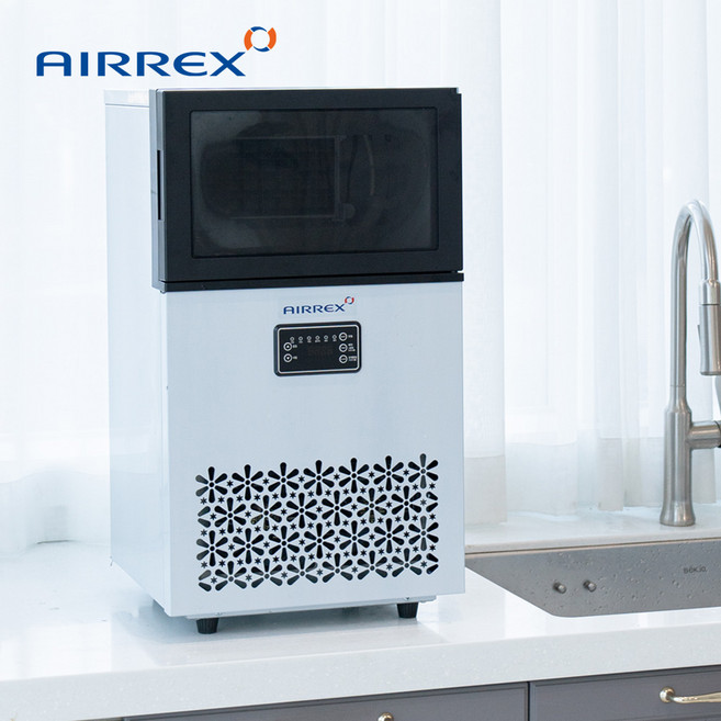 AIRREX 35KG(사각ICE)/ 50KG (반달ICE) / 60KG(반달ICE) 제빙기 카페 얼음 식당 대용량 업소용 제빙기, 35KG(사각 ICE ), 설치의뢰(설치비별도), 본품