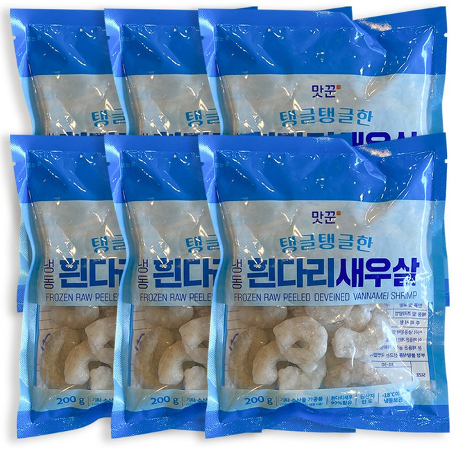 맛꾼 [신선배송] 쫄깃탱글 생 새우살 깐 새우 감바스 칵테일새우 냉동 손질 흰다리새우살, 6개, 200g(71-90)