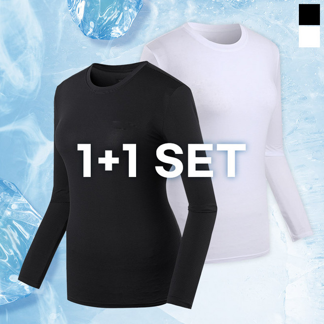 1+1세트 여성 크레오라 고스판 냉감 라운드 쿨티셔츠이너티셔츠 TZ25102WS