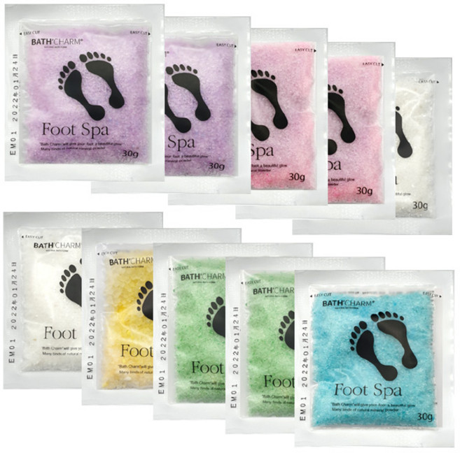 바스참 풋스파 사해소금 6종 30gx10개 족욕제 라벤다 로즈 포레스트 민트 내츄럴 레몬 족욕카페, 풋스파 민트, 1개, 10개입, 30g