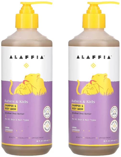 알라피아 베이비 키즈 샴푸 바디 워시 레몬 라벤더, 2개, 473ml - 쿠팡