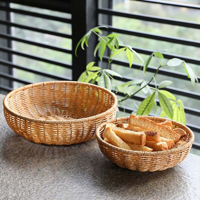 달빛마켓 볼튼 원형 소품 과일 라탄바구니, PA원형바구니(중), 1개